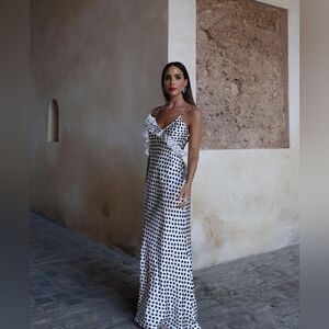 Zara Black and White Polka Dot Maxi Dress